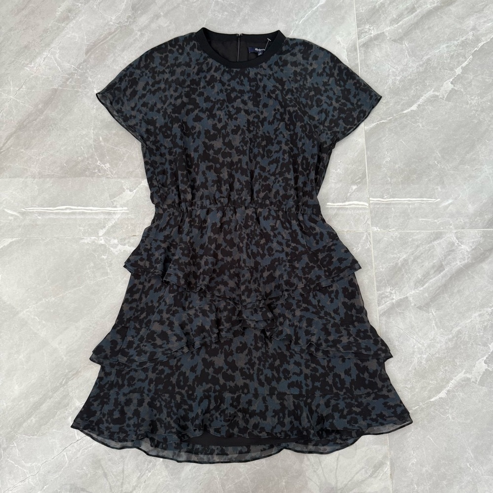NWOT Women’s Madewell Radiant Dress Inkspot Leopard Print Tiered Dress Size 2 - Picture 3 of 16
